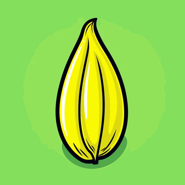 Yellow Banana Green Background — Stock Vector
