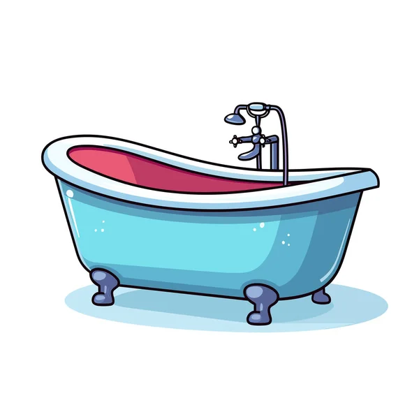 Eine Badewanne Mit Wasserhahn Und Wasserhahn — Stockvektor