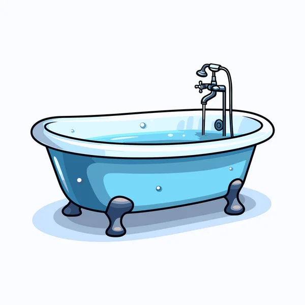 Eine Badewanne Mit Wasserhahn Und Wasserhahn Darin — Stockvektor