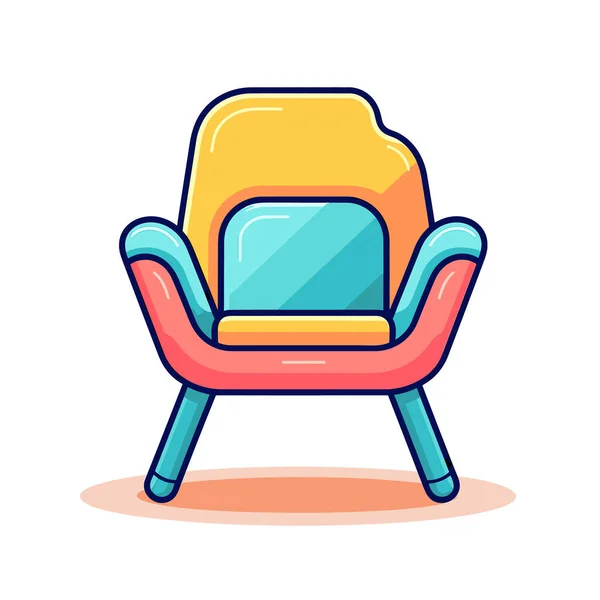 Üzerinde Mavi Bir Yastık Olan Renkli Bir Sandalye — Stok Vektör