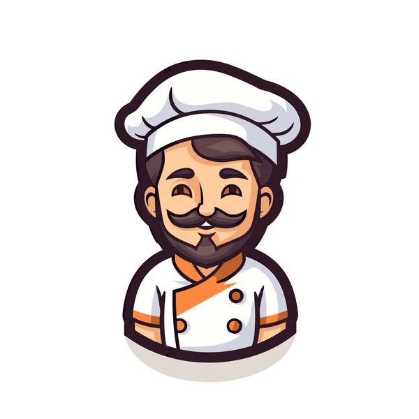 Homme Avec Une Moustache Chapeau Chef — Image vectorielle