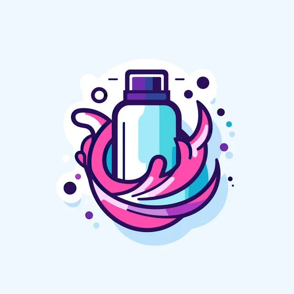 Eine Wasserflasche Mit Einem Rosafarbenen Band Sie Herum — Stockvektor