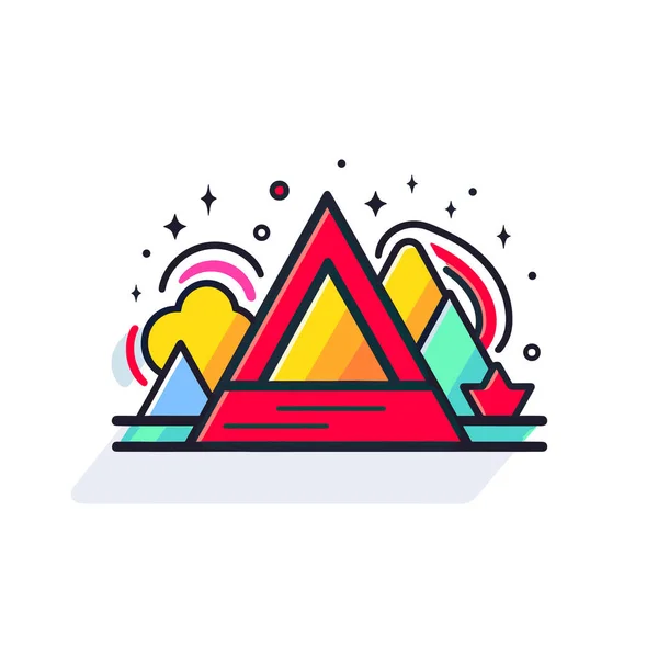 一个以山脉为背景的五彩缤纷的三角形 — 图库矢量图片