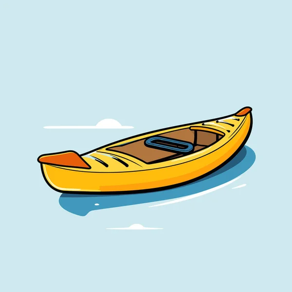 Yellow Boat Floating Top Body Water — Stock Vector