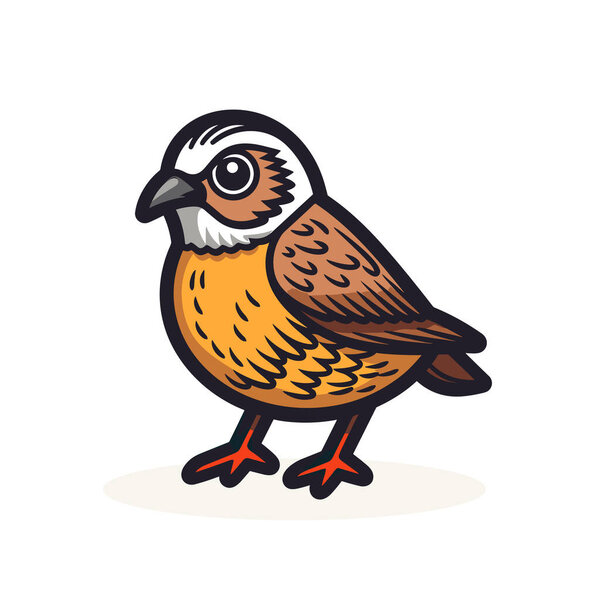 A brown and white bird with orange legs
