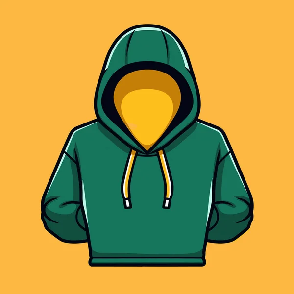 Green Hooded Sweatshirt Yellow Hoodie — Stock Vector