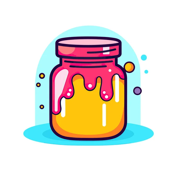一个装满粉红色和黄色液体的罐子 — 图库矢量图片