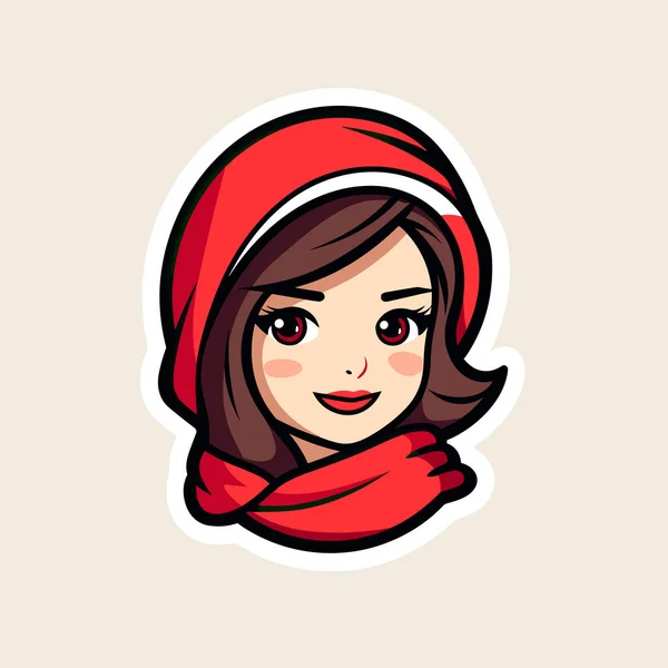 Una Mujer Con Una Bufanda Roja Sombrero Rojo — Archivo Imágenes Vectoriales