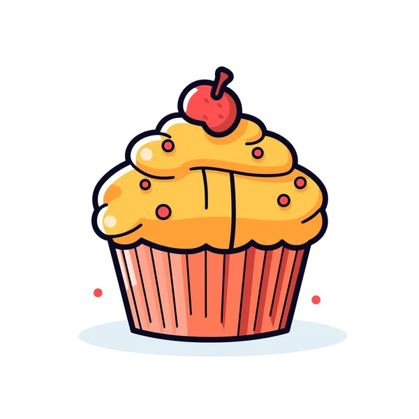 Ein Cupcake Mit Kirsche Obendrauf — Stockvektor