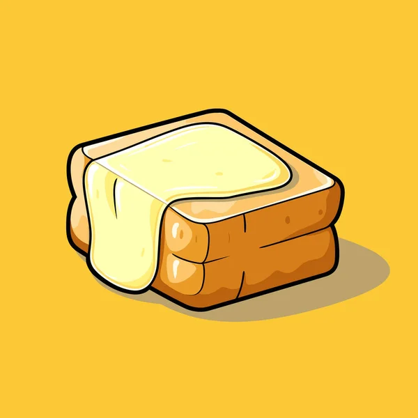 Piece Bread Sitting Yellow Surface — Stock Vector