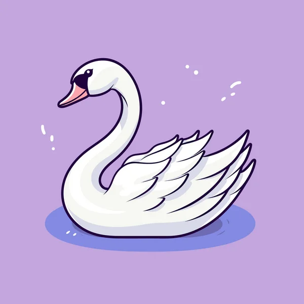 Cisne Branco Flutuando Cima Corpo Água — Vetor de Stock