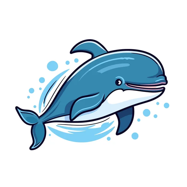 Дельфін Плаває Воді Бульбашками — стоковий вектор
