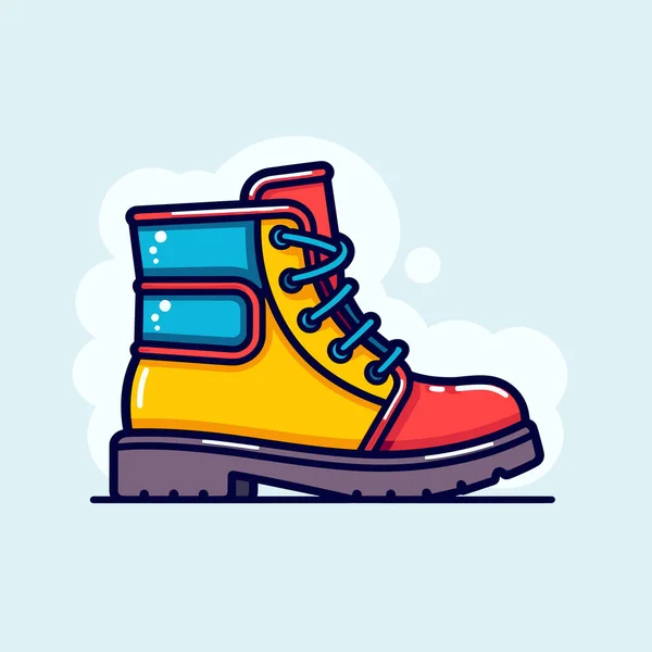 Pair Yellow Red Boots Blue Laces — Stock Vector
