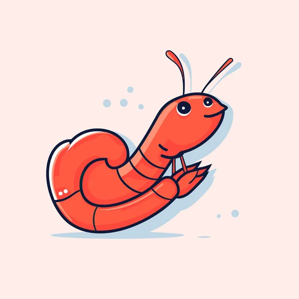 ピンクの背景に這う赤い虫の漫画 — ストックベクタ