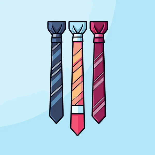 Three Different Colored Ties Hanging Wall — Stock Vector
