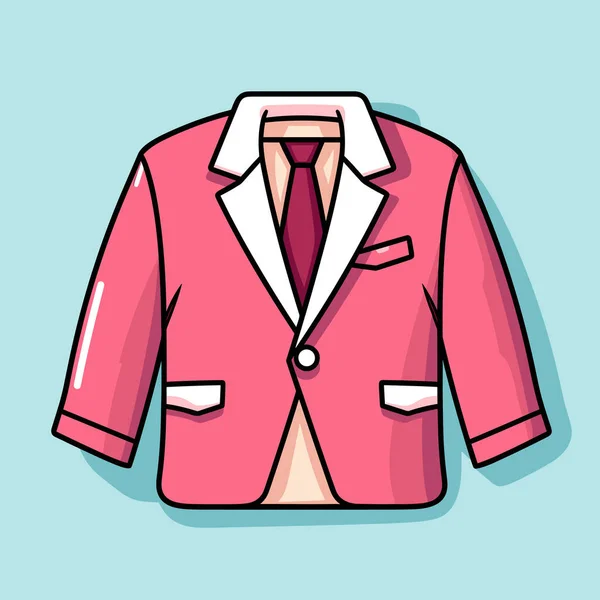 一件粉色夹克 白色衬衫和领带 — 图库矢量图片