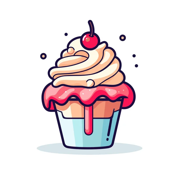 Cupcake Avec Une Cerise Dessus — Image vectorielle