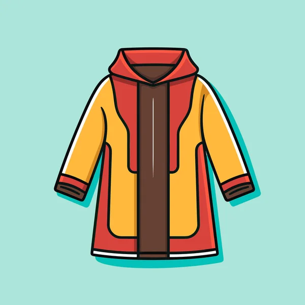 茶色のフード付きの黄色と赤のジャケット — ストックベクタ