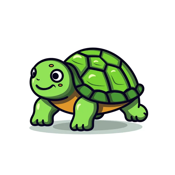 Eine Grüne Schildkröte Mit Traurigem Gesichtsausdruck — Stockvektor