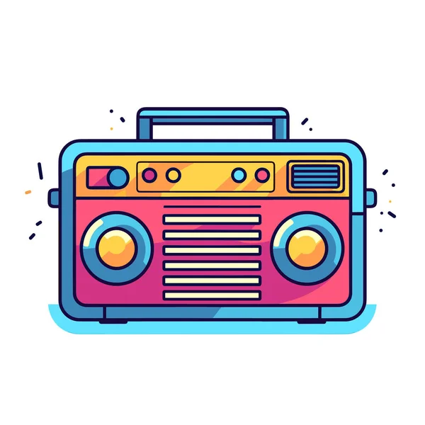 Rádio Com Boombox Cima Dele — Vetor de Stock