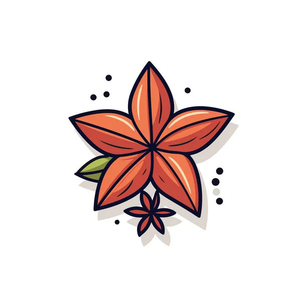 Eine Orangefarbene Blume Mit Grünen Blättern Auf Weißem Hintergrund — Stockvektor