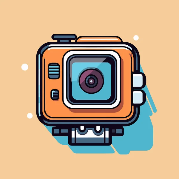 Oranžová Kamera Dlouhým Objektivem — Stockový vektor