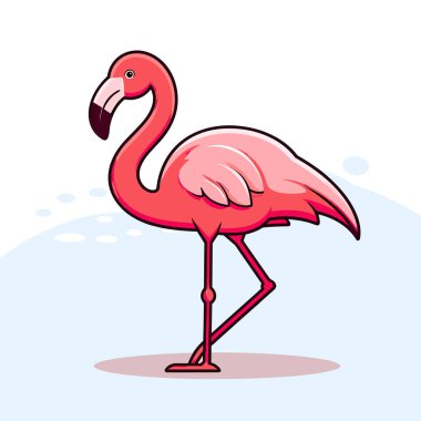 Karda duran pembe bir flamingo