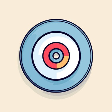 Turuncu merkezli mavi ve beyaz bir plaka.