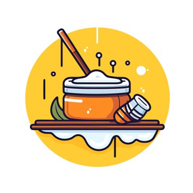 Bir kavanoz bal tepside fırçayla