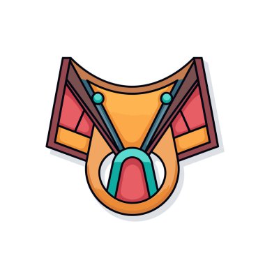 Bir çift makaslı turuncu ve kırmızı bir nesne.