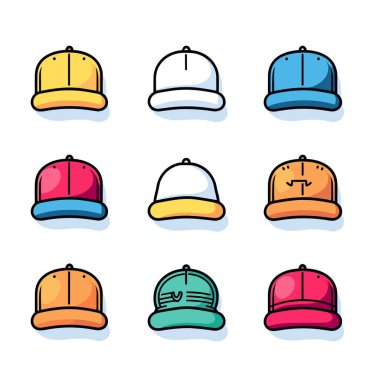 Beyaz arka planda bir sürü şapka var.