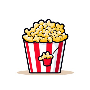 Kırmızı ve beyaz çizgili bir kova patlamış mısır.