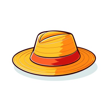 Kırmızı bantlı sarı bir şapka.