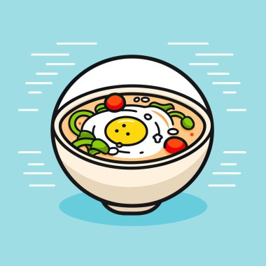 Üstünde yumurta olan bir kase çorba.