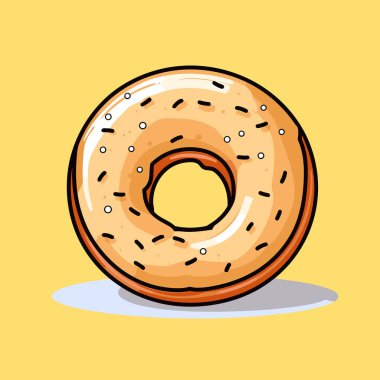 Sarı arka planda serpiştirilmiş bir çörek.