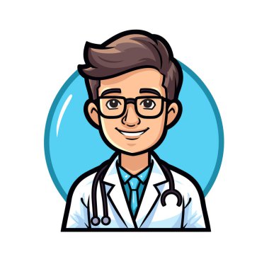 Steteskoplu laboratuar önlüklü bir adam.