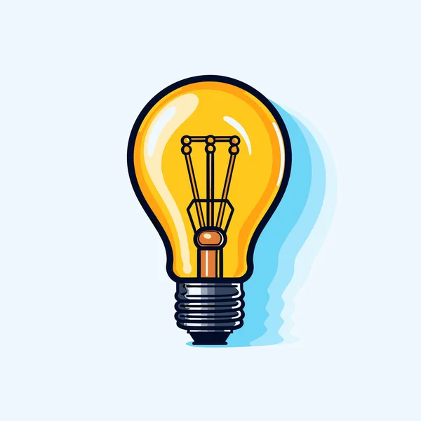Yellow Light Bulb Blue Background — Stock Vector