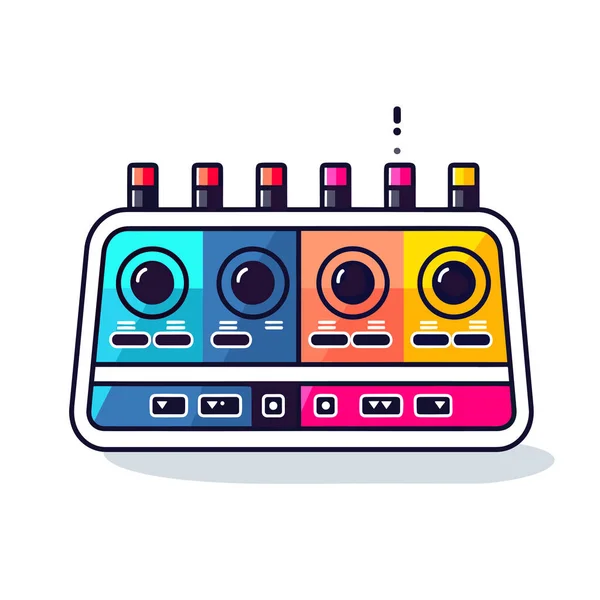 Una Radio Multicolor Con Una Caja Resonancia Encima — Vector de stock