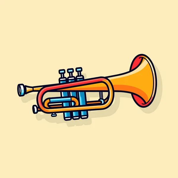 Caricature Une Trompette Sur Fond Jaune — Image vectorielle