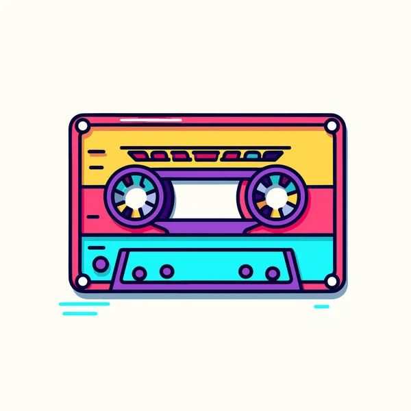 Colorful Cassette Cassette Sticker White Background — Stock Vector