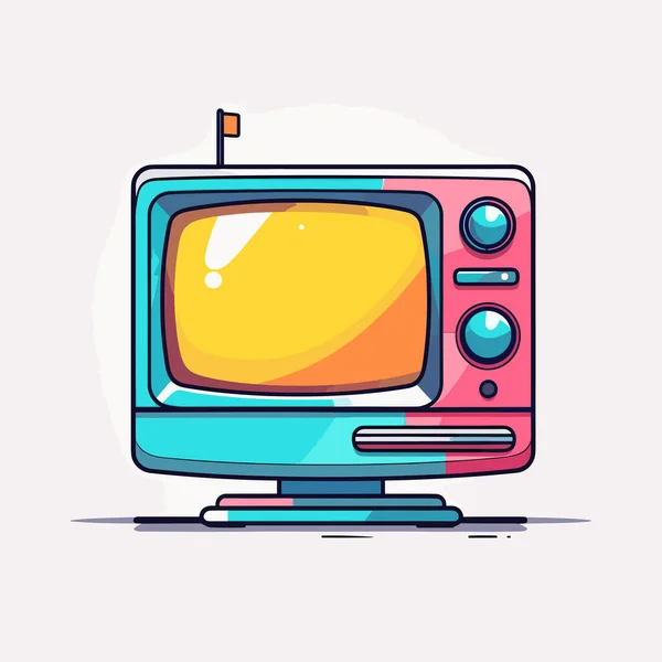 Ein Alter Fernseher Mit Gelbem Bildschirm — Stockvektor