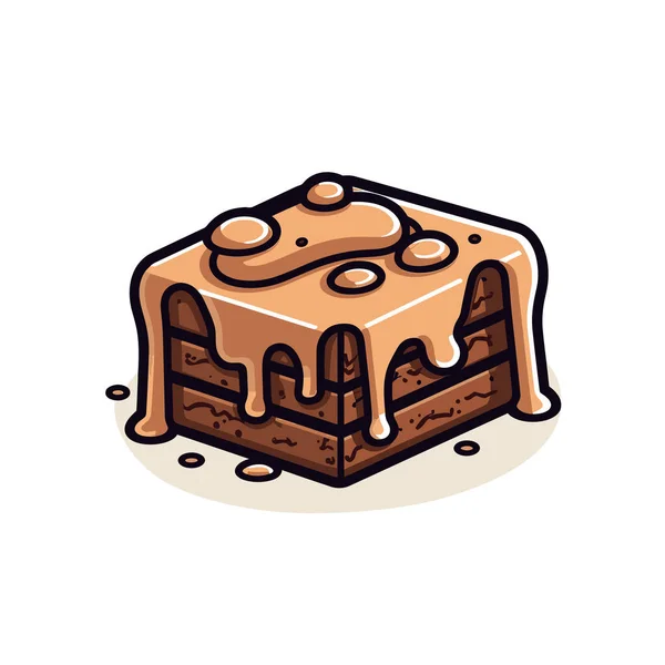 Piece Chocolate Cake Icing — Stock Vector