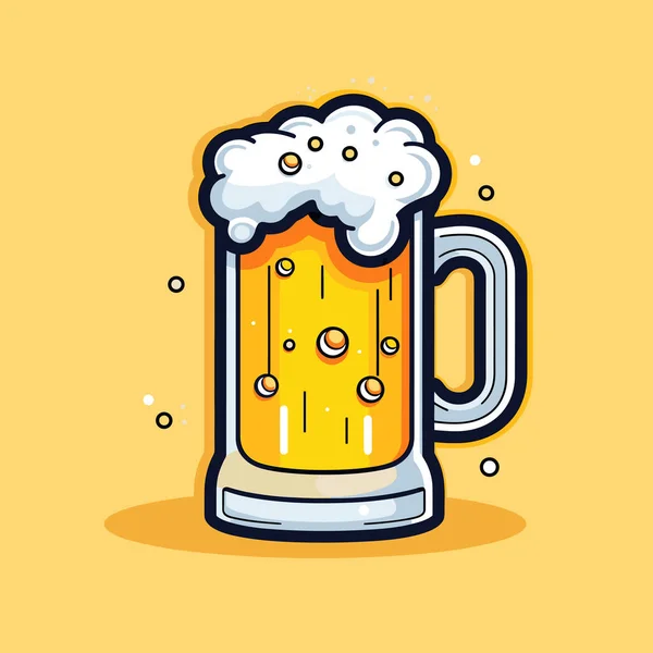 Hrnek Piva Pěnovými Bublinkami — Stockový vektor