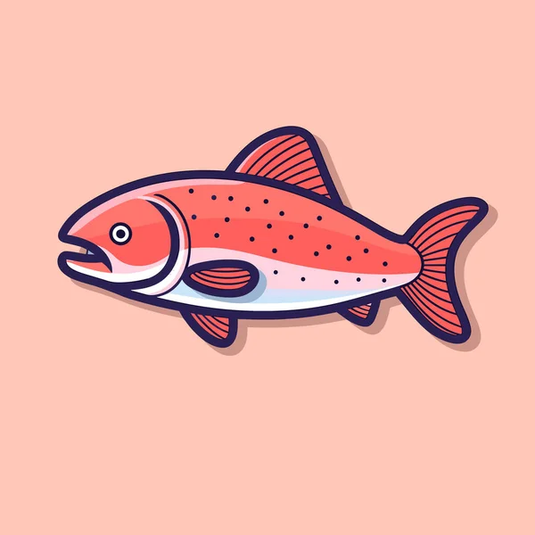 Rybí Nálepka Růžovém Pozadí — Stockový vektor