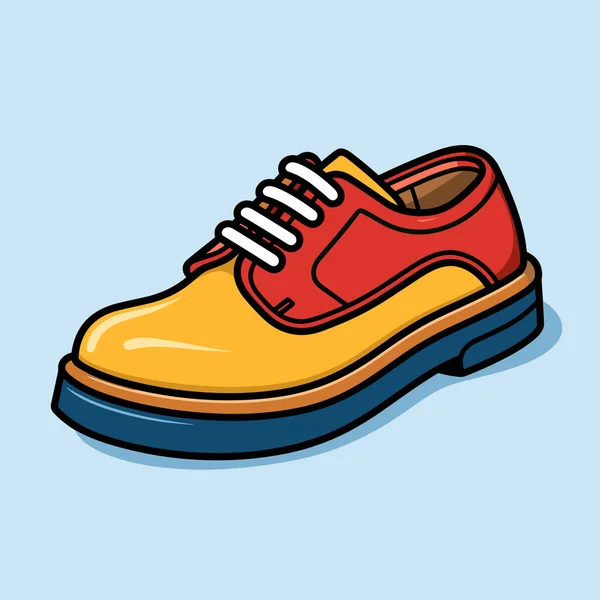 Une Paire Chaussures Jaunes Rouges Sur Fond Bleu — Image vectorielle