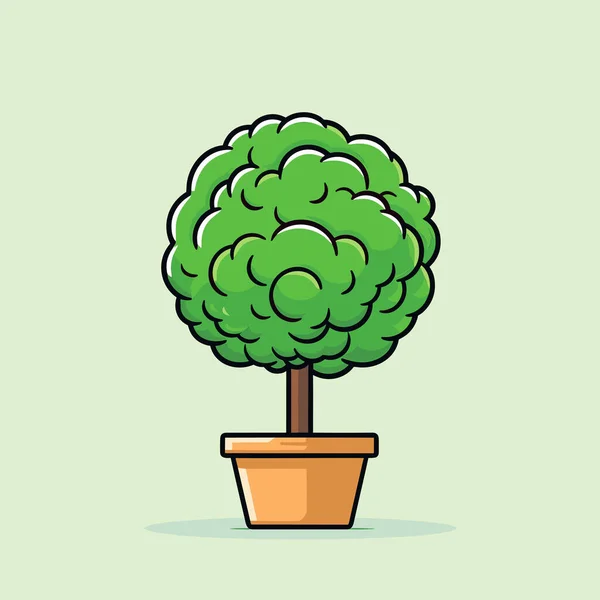 Doniczkowa Roślina Zielonym Drzewem Tym — Wektor stockowy
