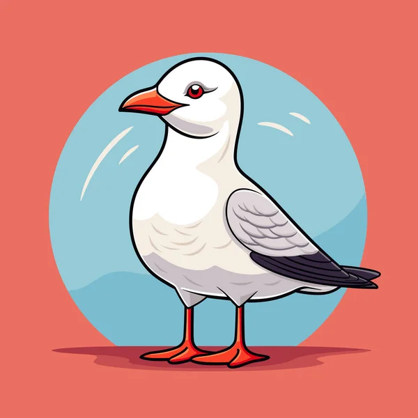 Pássaro Branco Com Bico Vermelho Frente Círculo Azul — Vetor de Stock