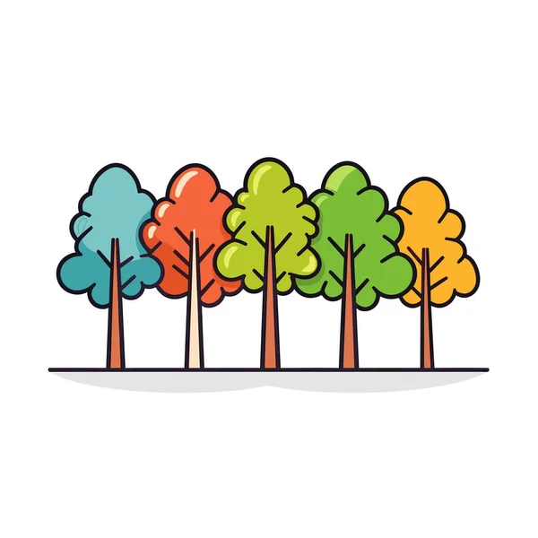 Řada Stromů Různými Barvami — Stockový vektor