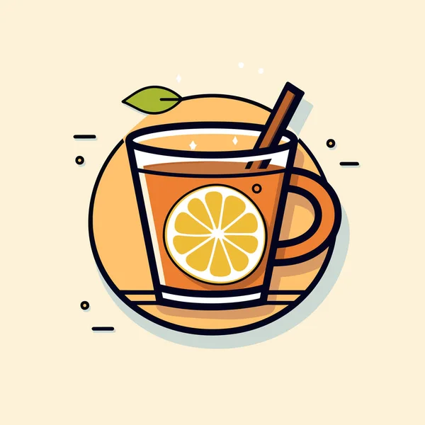 Cup Tea Slice Lemon Top — Stock Vector