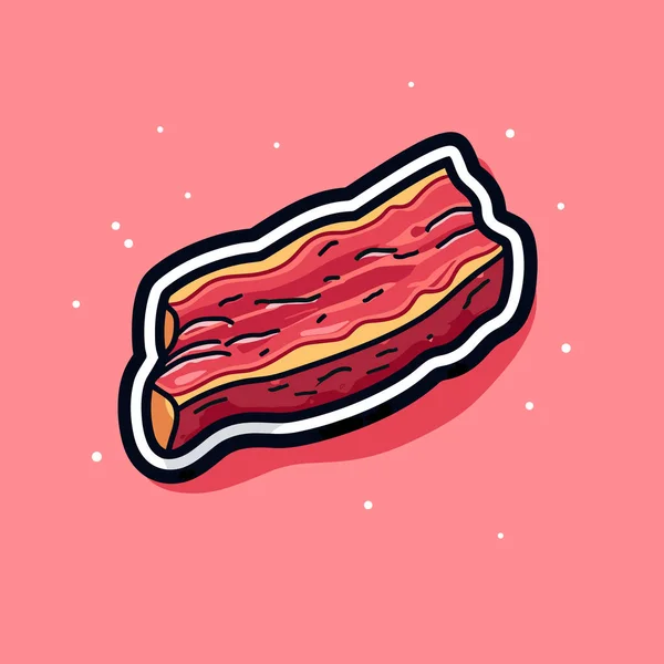 Pedaço Bacon Sentado Cima Uma Superfície Rosa — Vetor de Stock